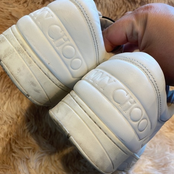 JIMMY CHOO | Leather Hawaii Sneakers | Lowtop White | Size 42.5 | Women’s 11.5 - Picture 5 of 8